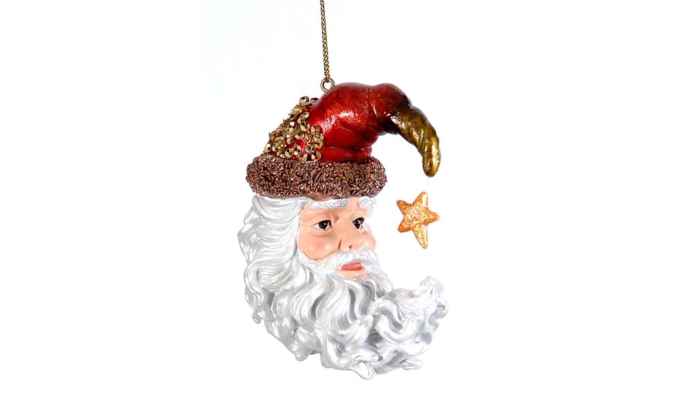 6/48-9cm Polyresin red santa moon orn