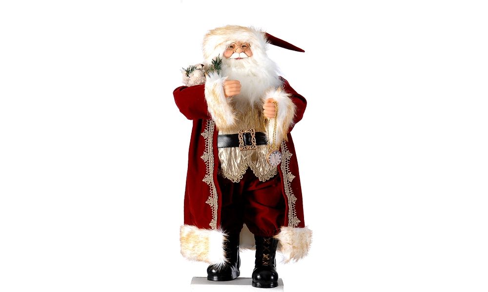 2/2-64cm Burgundy Santa w/teddy bear