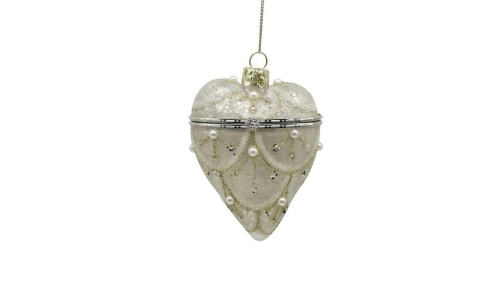 12/96-2Asst 8,5cm glass gold heart opening ornament