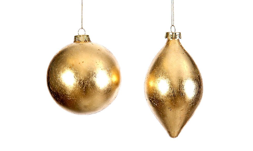 12/36-3Asst 10cm Glass gold ball/drop/onion orn