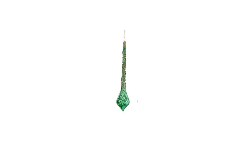 6/48-25cm Green glass finial ornament