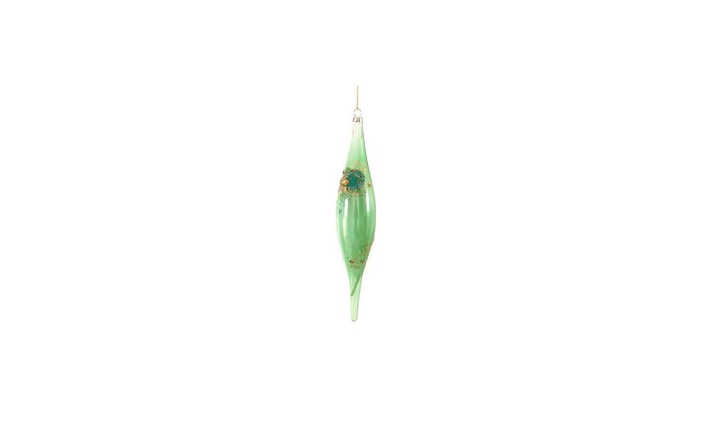 6/48-20cm glass green finial w/peacock design