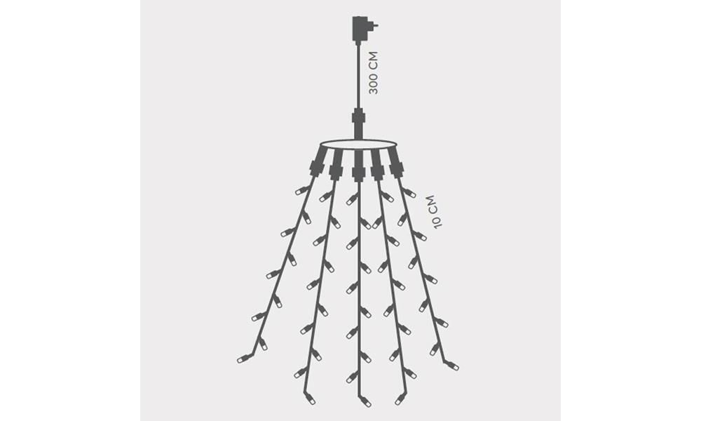 ΧΤΑΠΟΔΙ, 175 LED 3mm, 31V, 5 ΓΡΑΜΜΕΣ, ΜΕ ΜΕΤΑΣΧΗΜΑΤΙΣΤΗ, ΠΡΟΕΚΤΑΣΗ ΠΑΡΟΧΗΣ 300cm, ΠΡΑΣΙΝΟ ΚΑΛΩΔΙΟ, ΘΕΡΜΟ ΛΕΥΚΟ LED ANA 10cm, ΙΡ44