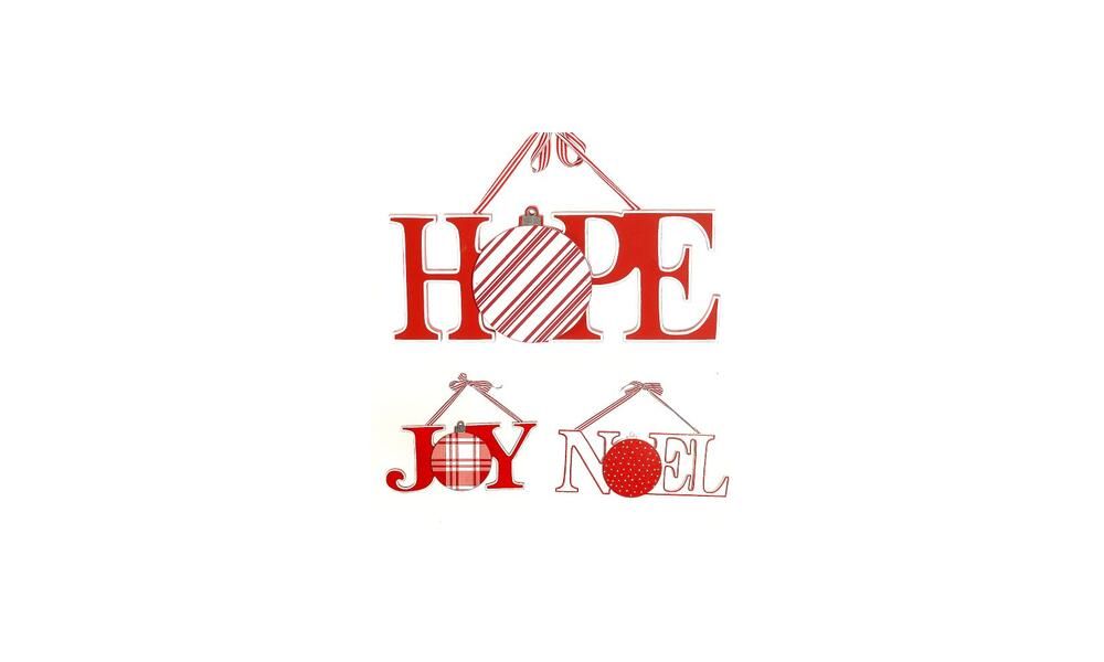 6/24-3Asst 37cm wooden HOPE NOEL JOY sign