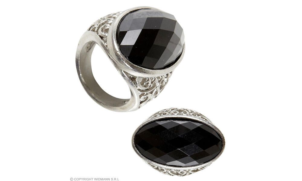 Pk 6 BLACK GEM GOTHIC RING