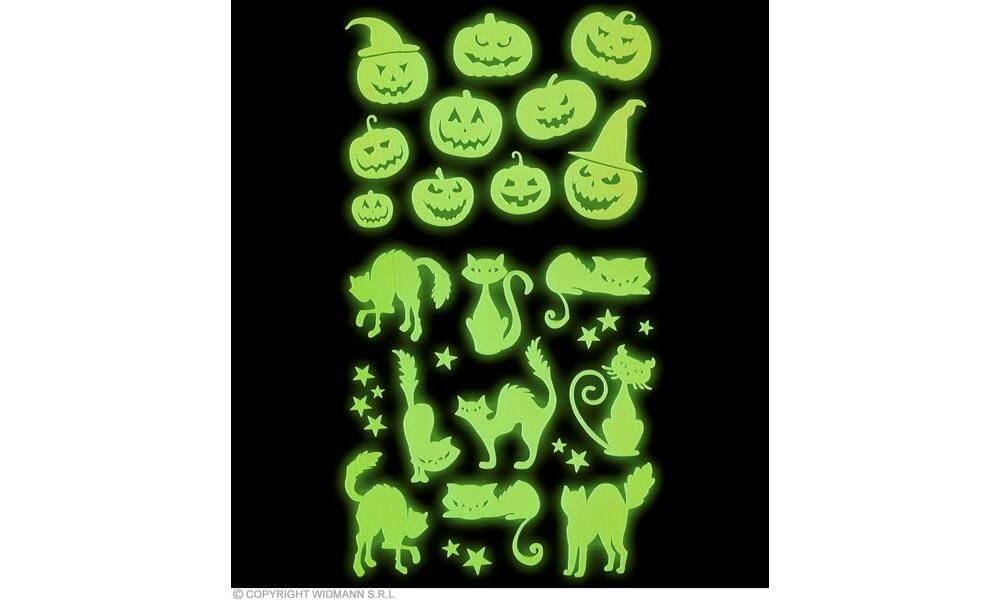 "GLOW IN THE DARK HALLOWEEN DECOR STICKERS" 21x15 cm