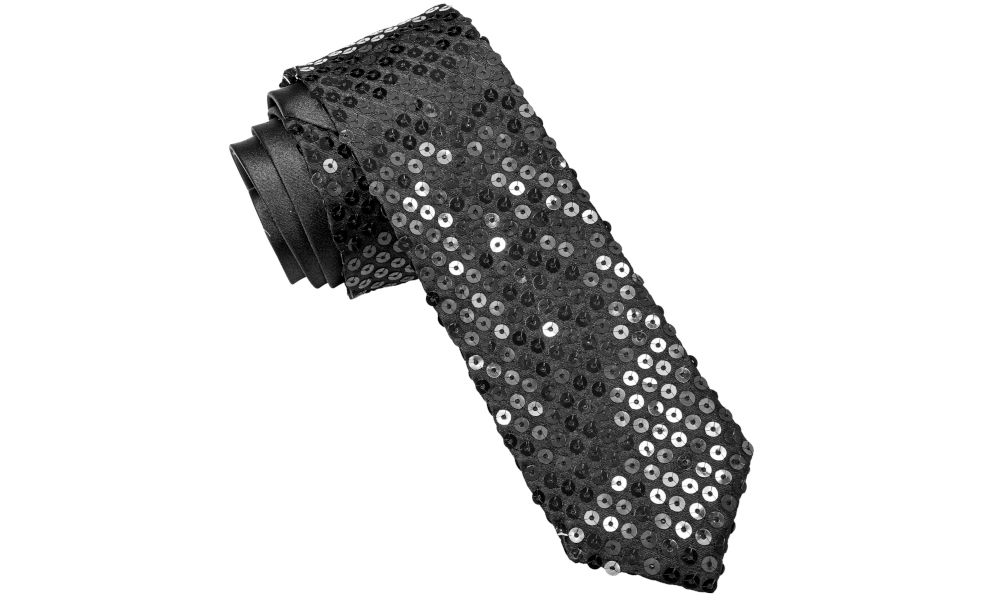 Pk 6 BLACK SEQUIN NECKTIE