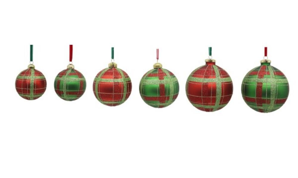 12/96-2Asst 8cm Glass red/green ball