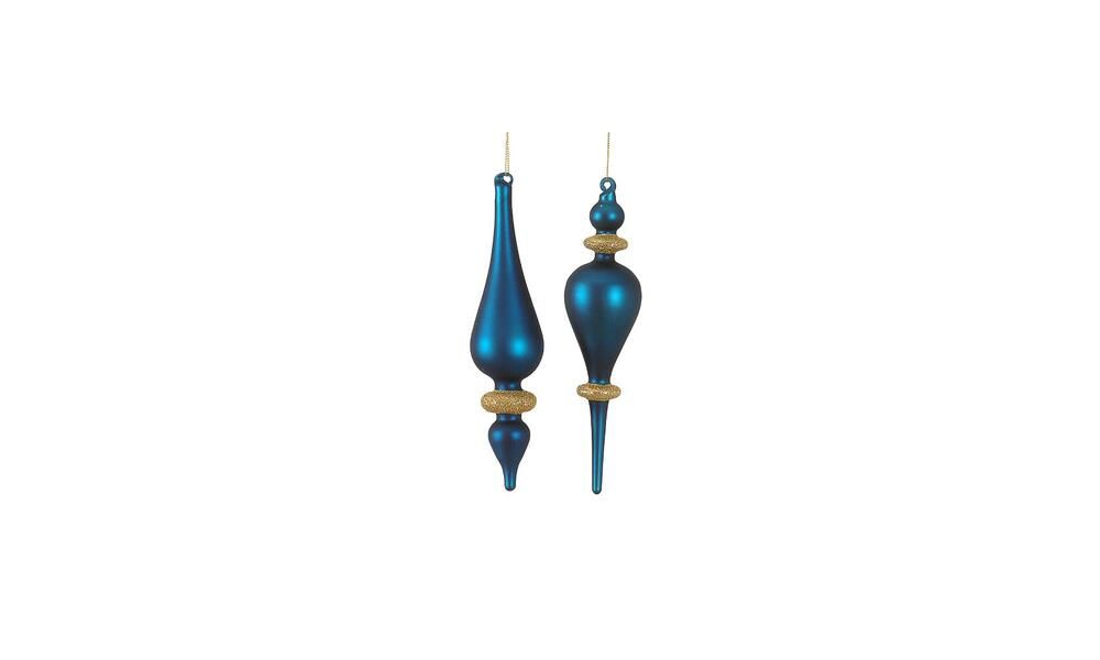 12/48 – 2 Asst 22,5CM blue/gold glass icicle ornament