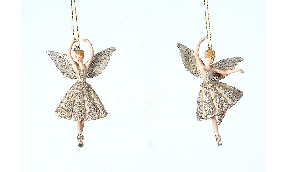 12/72-3Asst 12cm Polyresin gold fairy w/wings orn