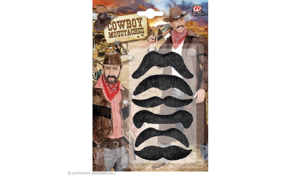 Set of 6 COWBOY MOUSTACHES