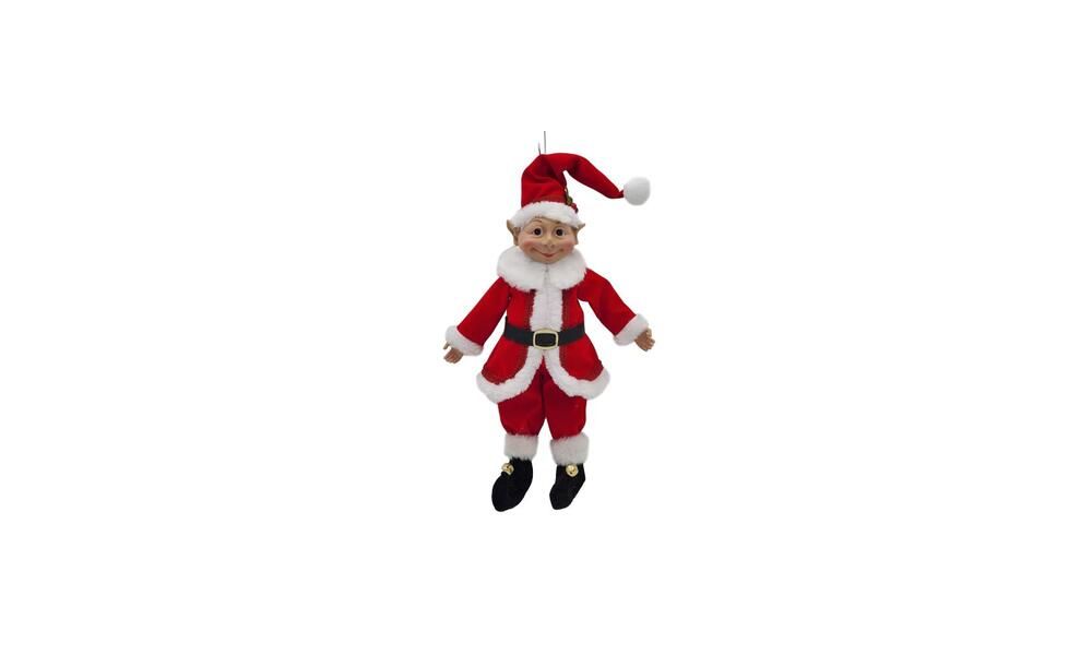 4/12 - 35CM Fat Hanging Elf dressed in Santa Claus