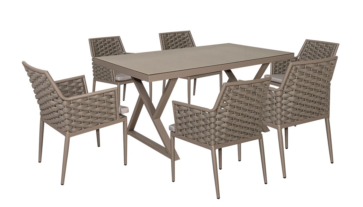 SIΚINOS Τραπεζαρία Σέτ 7 Τεμαχίων ,Με Αλουμίνιο Σκελετό 160 x 90cm