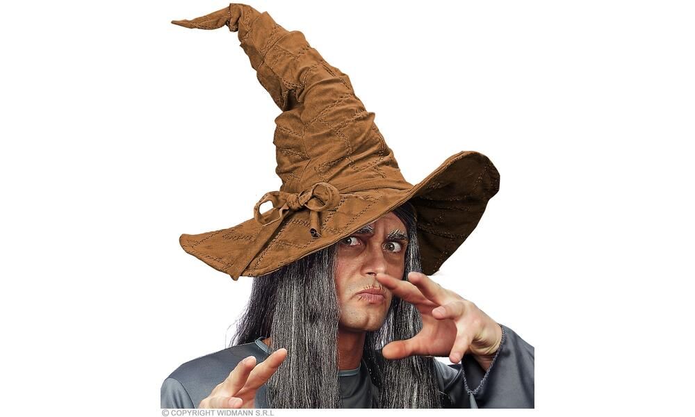 SUEDELOOK WIZARD/WITCH HAT - brown color