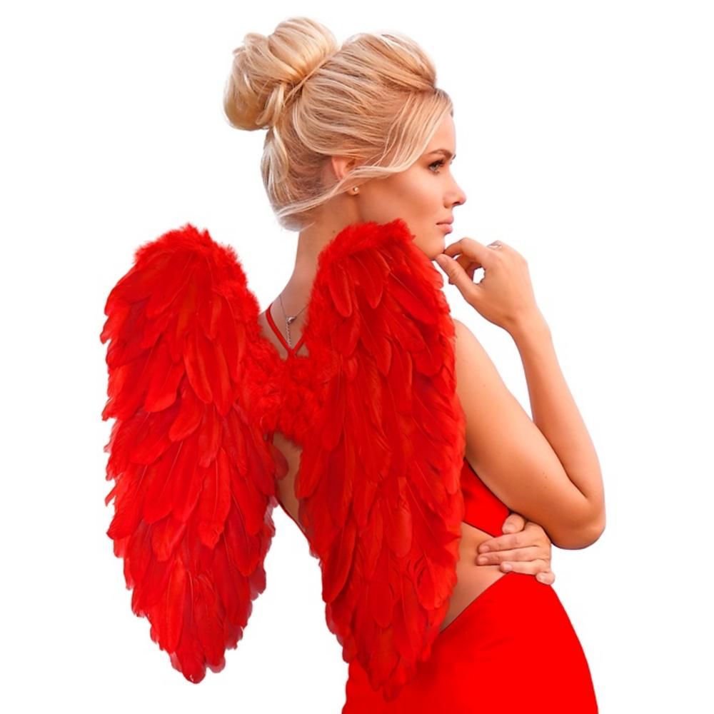 RED FOLDABLE FEATHER WINGS 50x50 cm