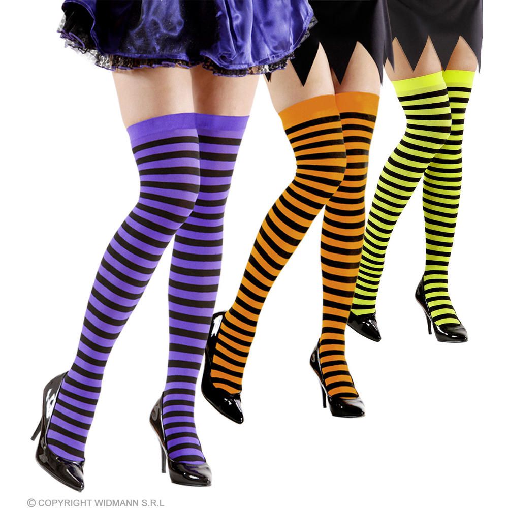 NEON STRIPED OVER THE KNEE SOCKS pairs - 3 colors ass. - 70 DEN