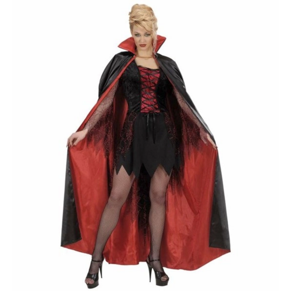 Pk 4 BLACK-RED LINED SATIN CAPE 148 cm