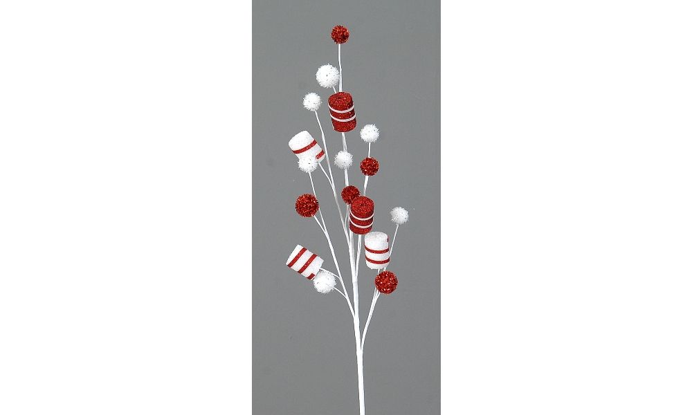 12/48-80cm white/red marsmellow branch