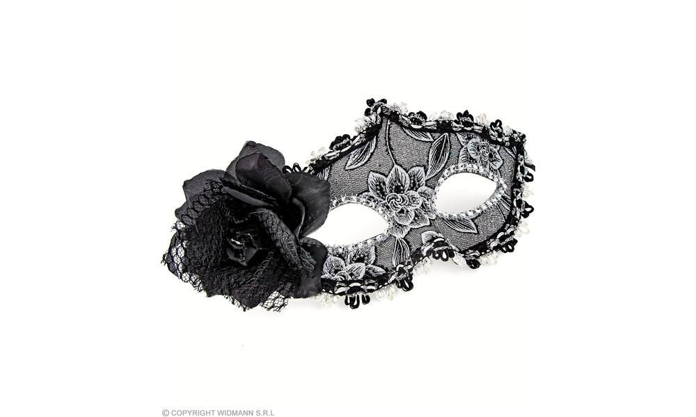 "GLITTER FLOWERS EYEMASK WITH BLACK ROSE"