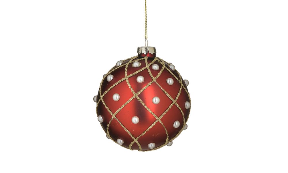 GLASS XMAS BALL RED/GOLDEN Φ10